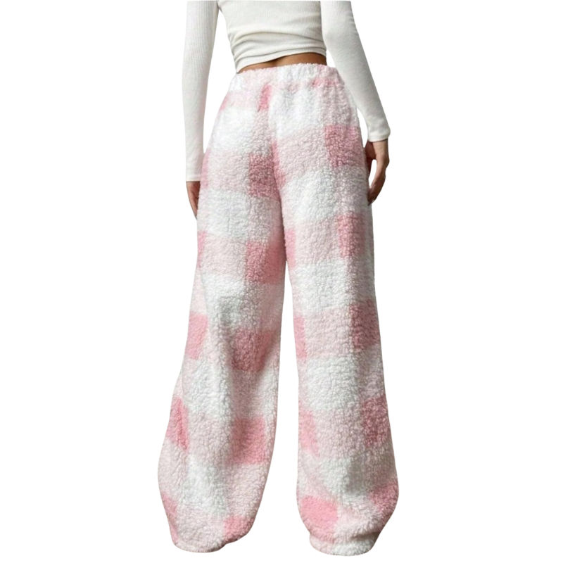 Fuzzy Plush Pajama Pants With Drawstring