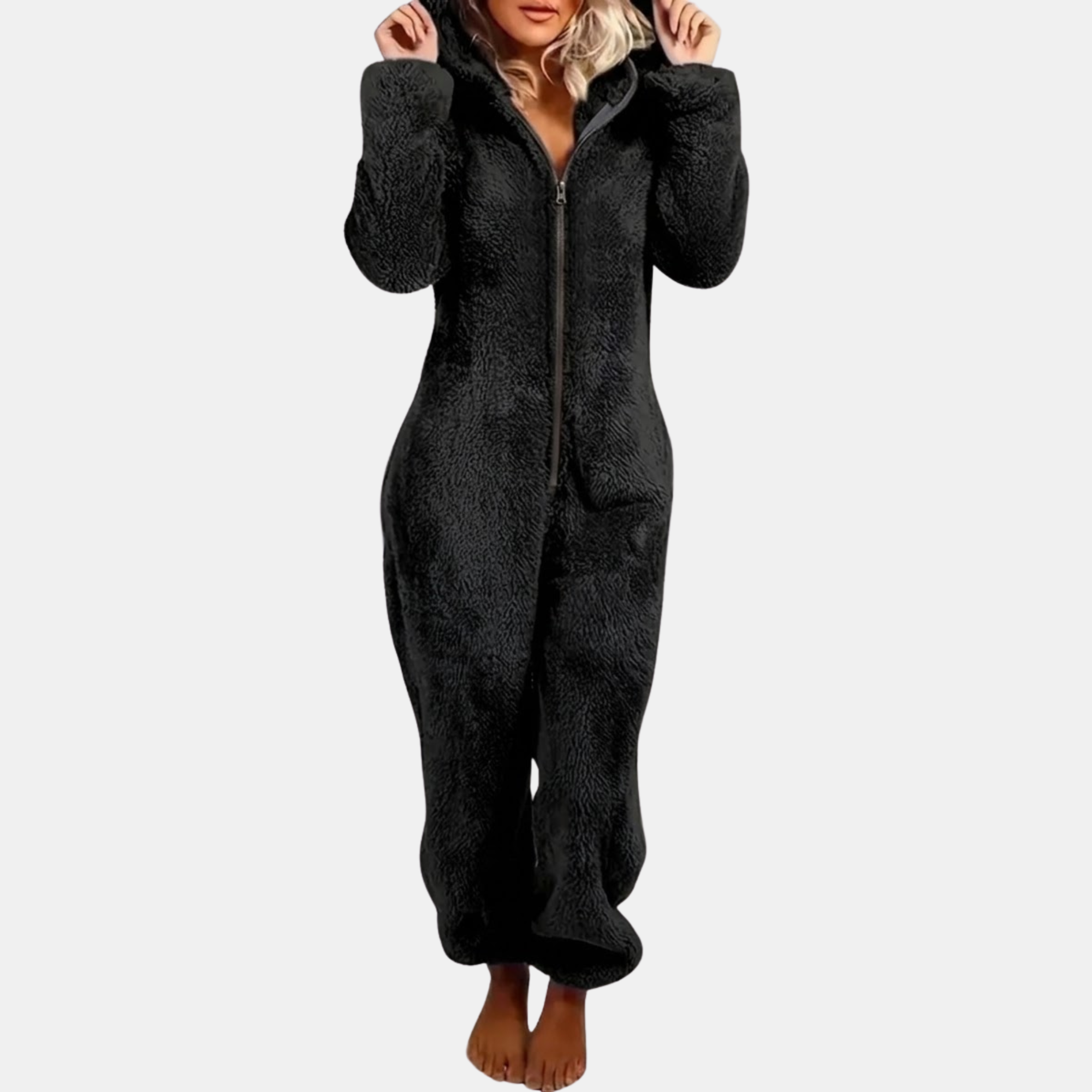 Plush Hooded Pajama Onesie For Women