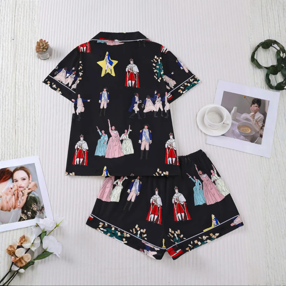 Two Piece Hamilton Musical Themed Pajama Set For Women