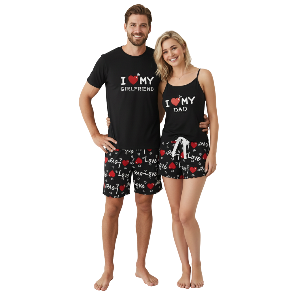 Letter Printed Cozy Valentine Day Couple Outfit Set
