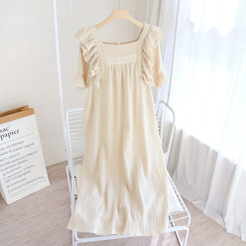 Ladies Cotton Short Sleeve Nightdress-Original Pajamas