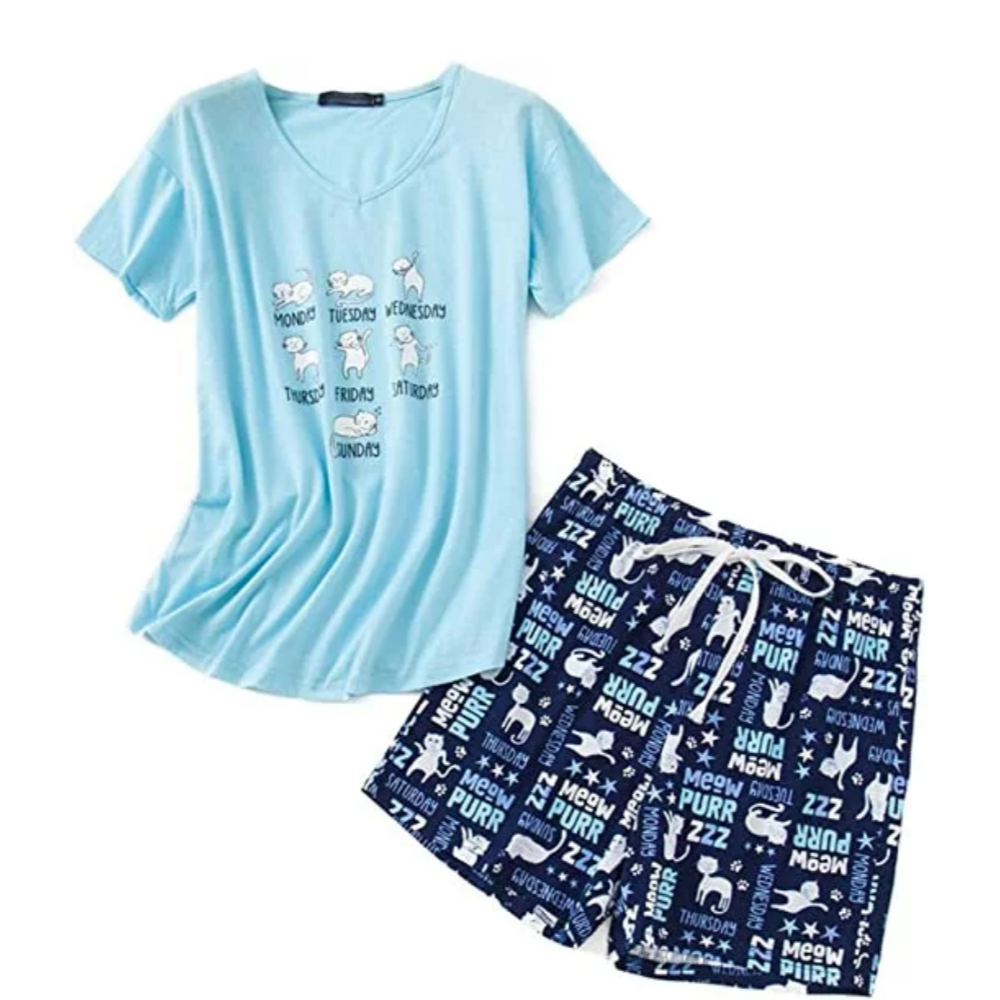 Casual Fun Prints Pajama Set For Women-Original Pajamas