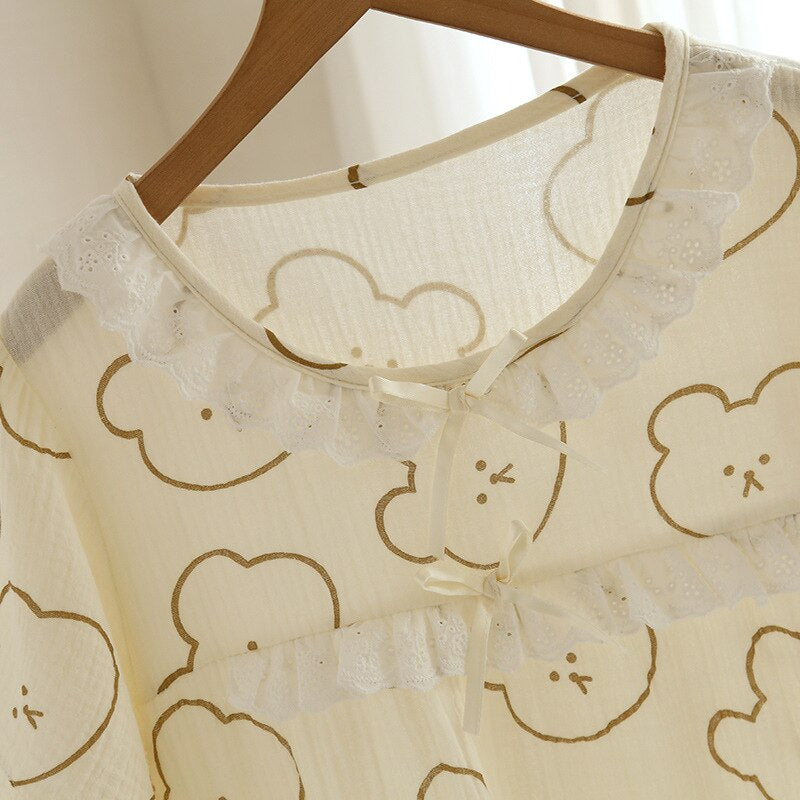 Ladies Cartoon Design Cotton Nightdress-Original Pajamas