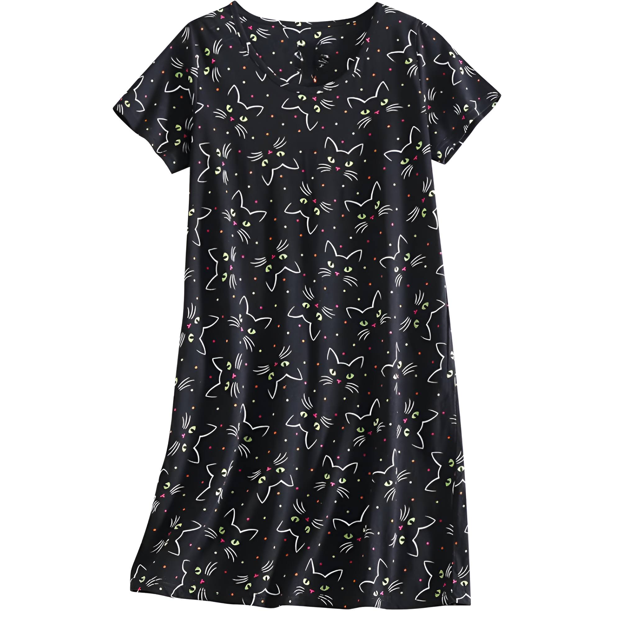 Casual Nightgown And Short Sleeves Sleep Dress With Print