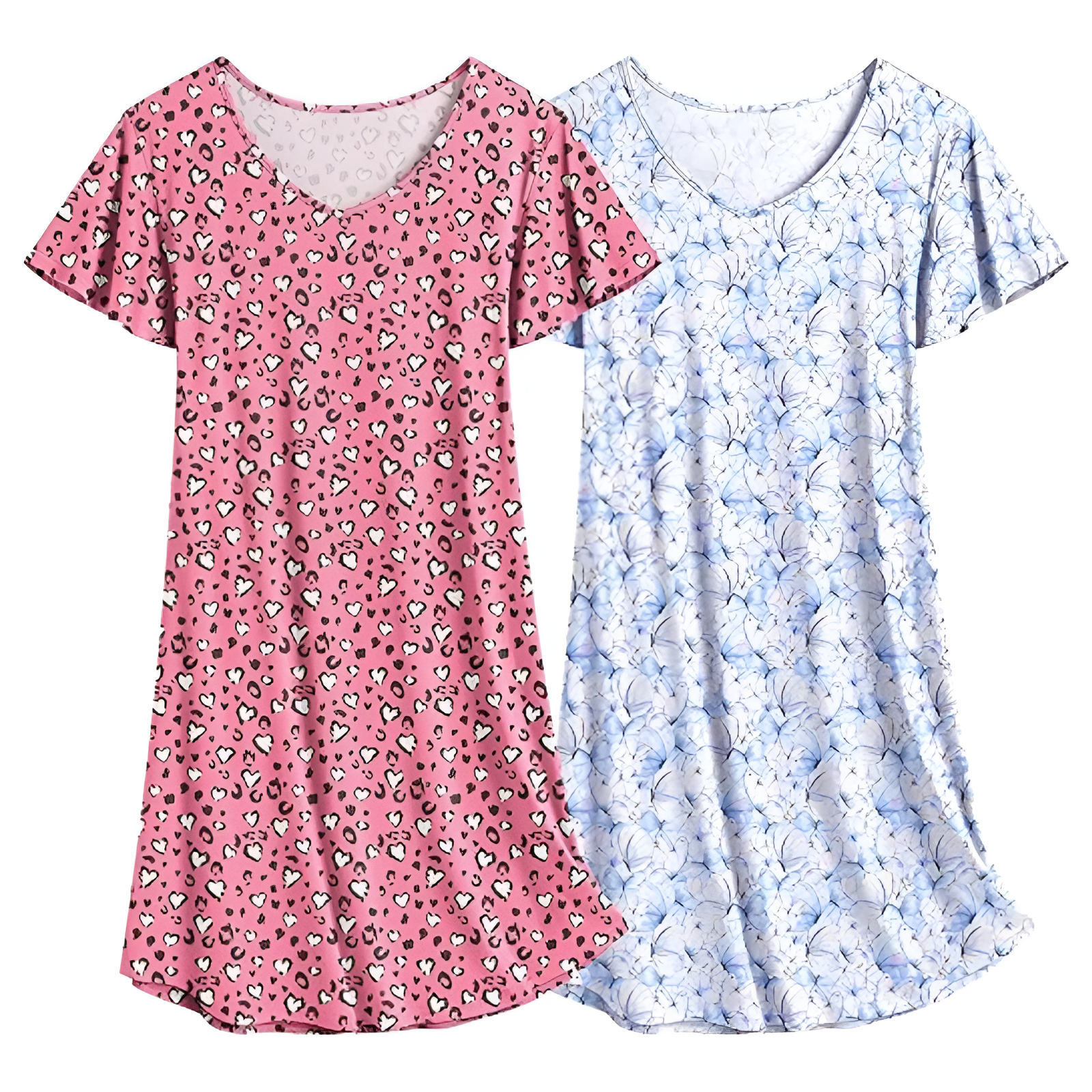 Pack Of 2 Nightgown Set With Short Sleeves For Women