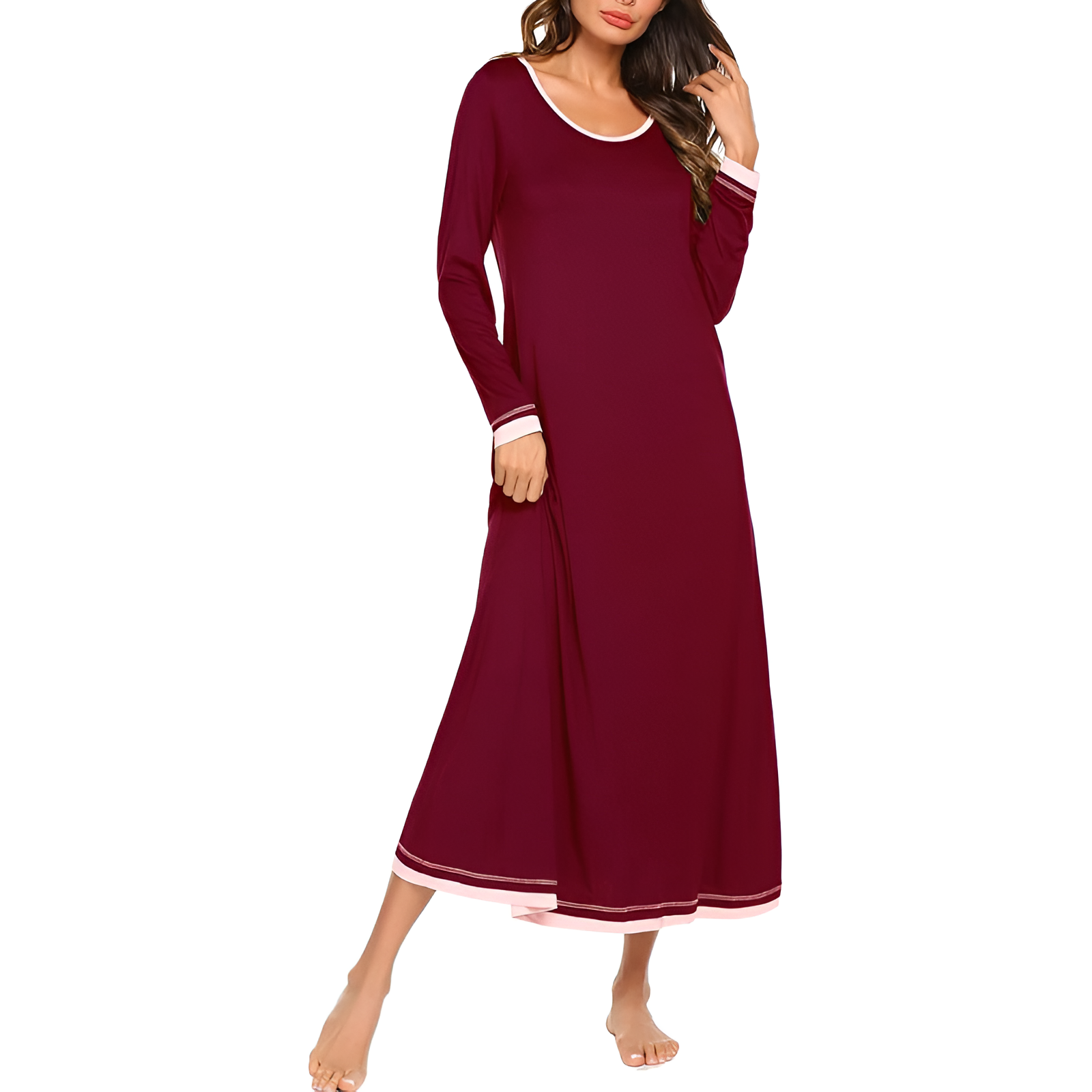 Full Length Nightgown With Long Sleeve Sleepwear For Women