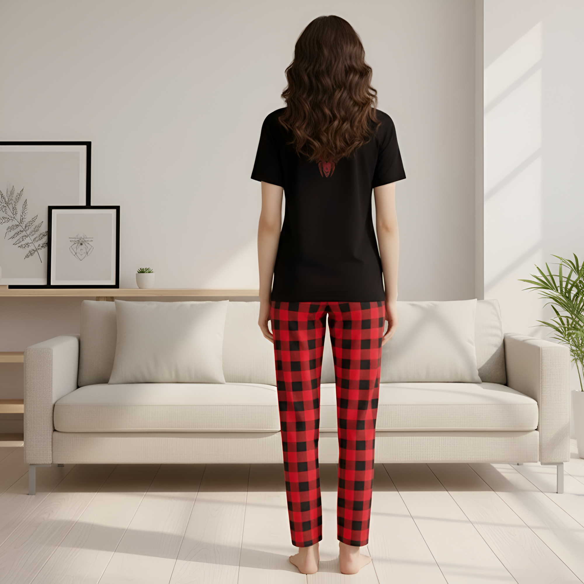 Couple Style Pajamas Set Men'S Or Women'S Homewear Four SeasonsPlaid Checkered Pattern Set For Couples - Image 3