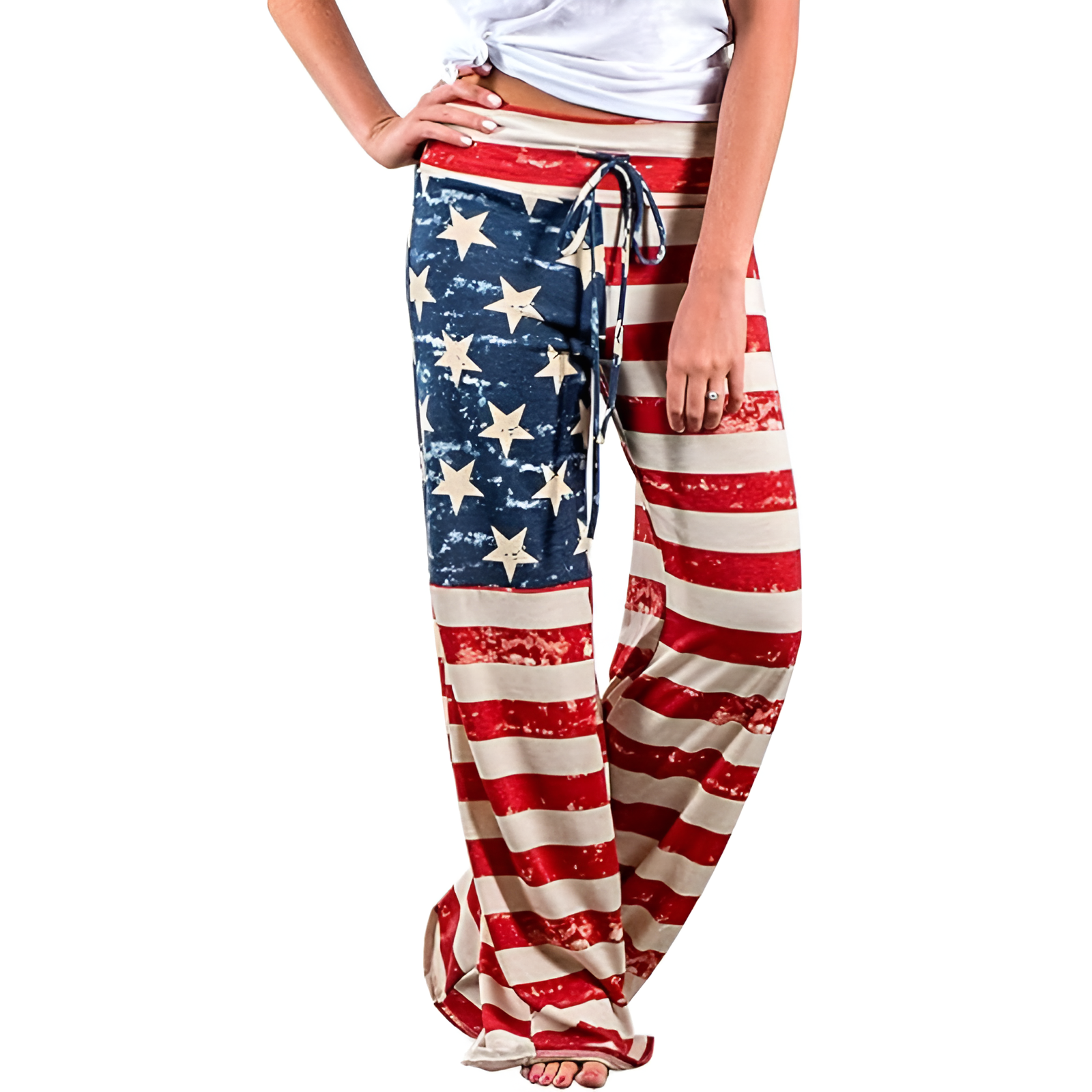 Pajama Pants With Drawstring And Palazzo Fit For Women