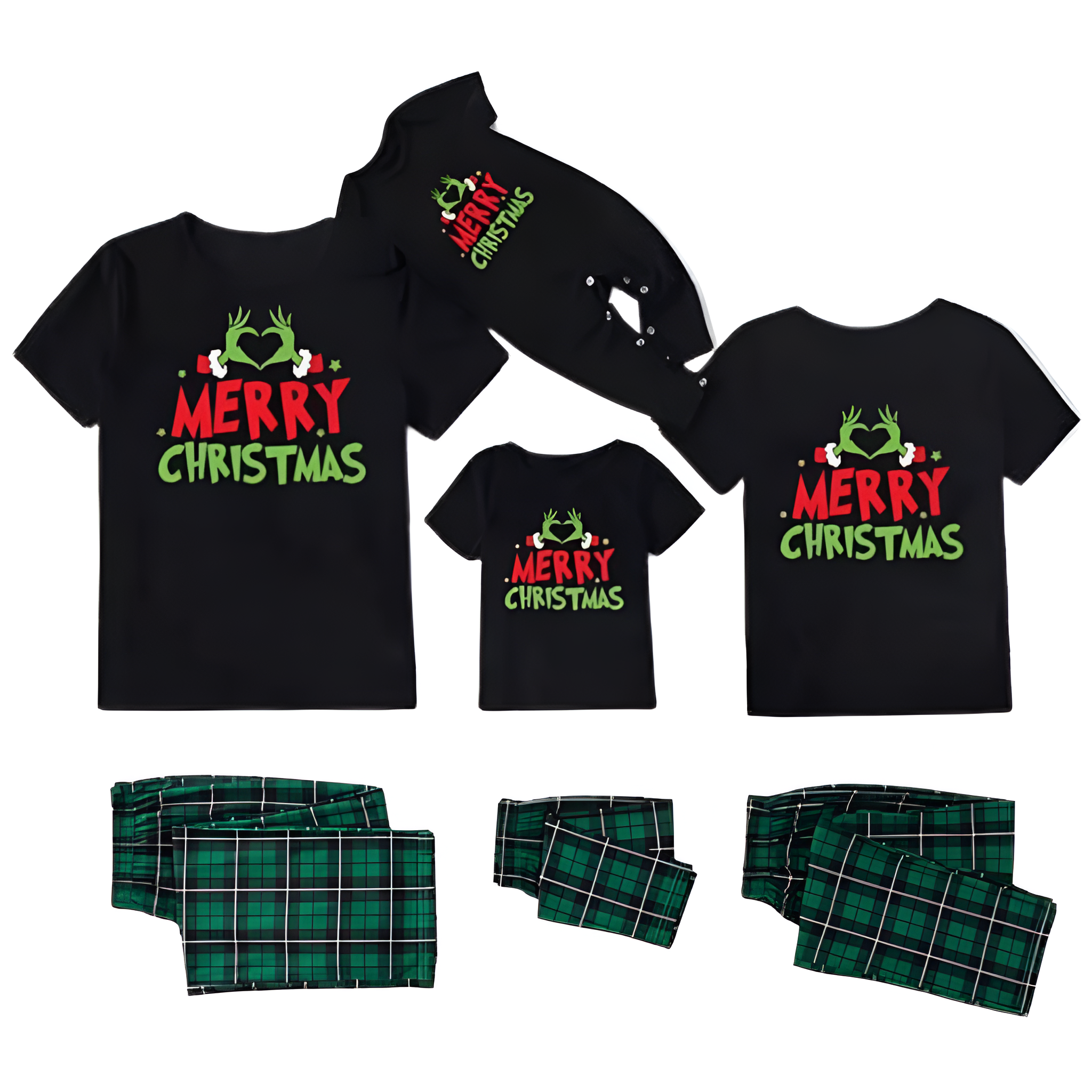 Matching Family Christmas Pajama Set With Letter Print T Shirt