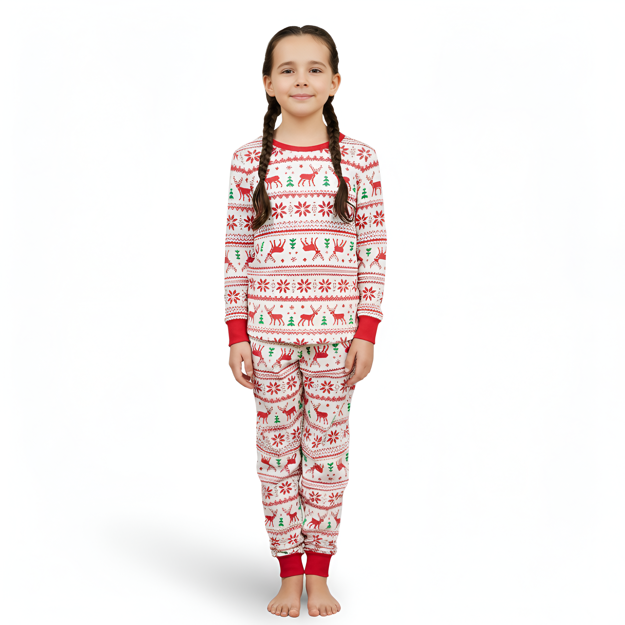 Reindeer And Snowflake Printed Cozy Family Matching Christmas Pajama Set