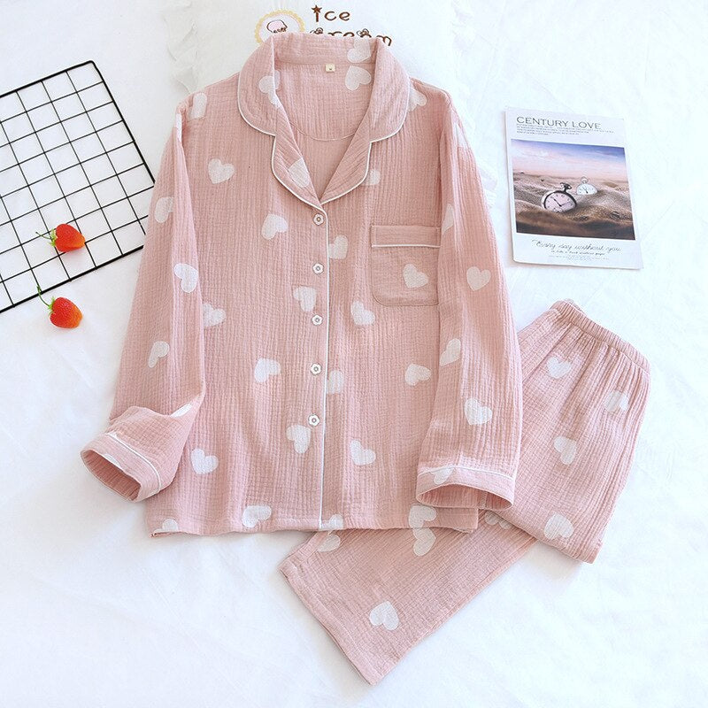 Women's Cotton Crepe Long Sleeve 2 Piece Pajama Set-Original Pajamas