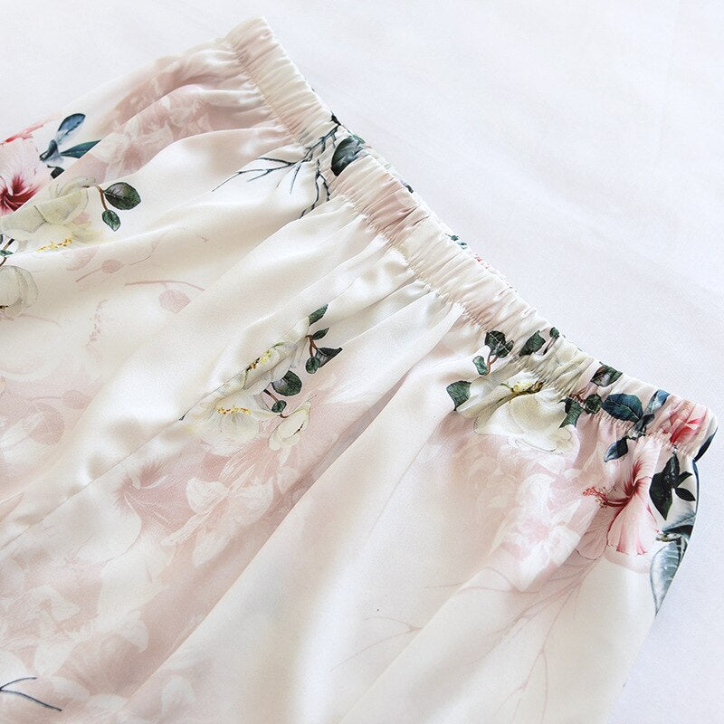 Women's Satin Chiffon Kimono 2 Piece Set-Original Pajamas