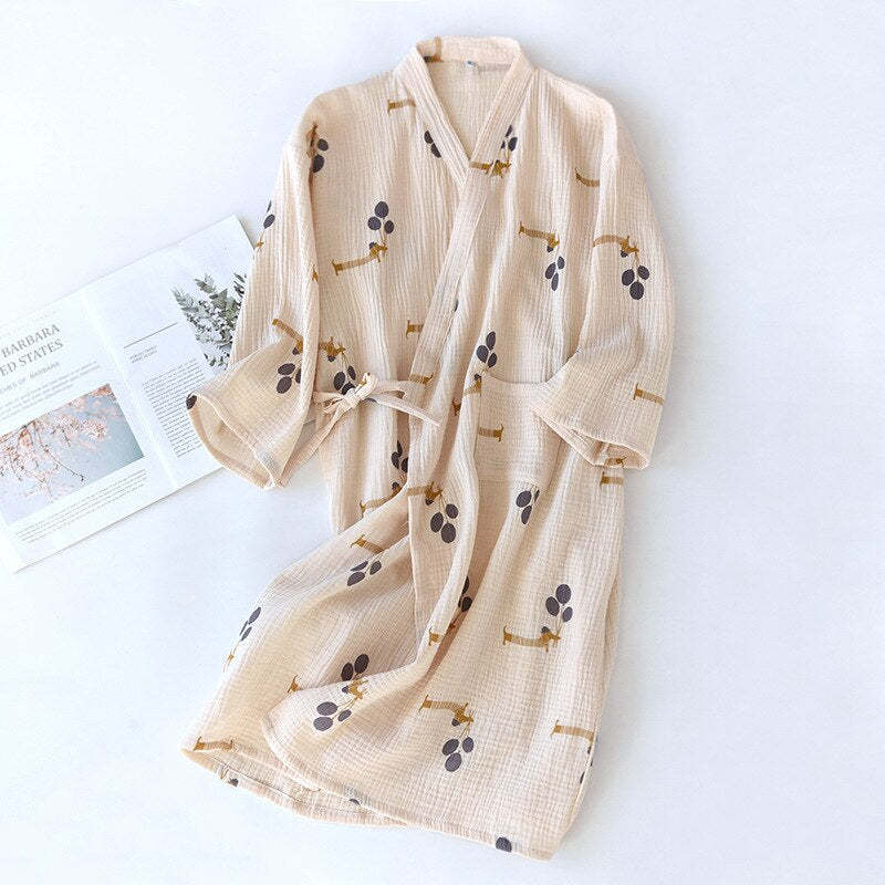 Printed Japanese Style Kimono Ladies Night Suit-Original Pajamas