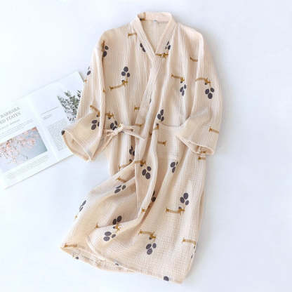 Printed Japanese Style Kimono Ladies Night Suit-Original Pajamas