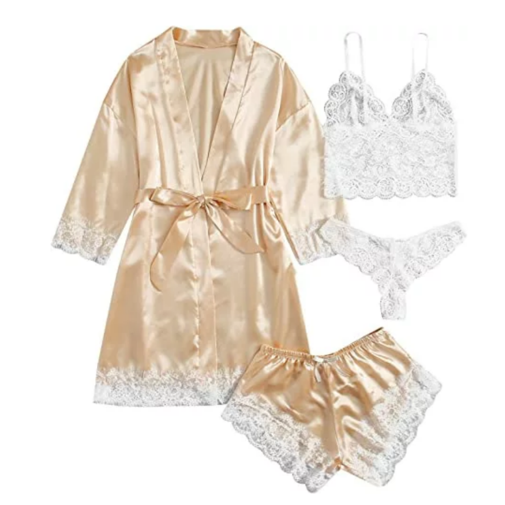 Women's Satin Floral Lingerie Pajama Set-Original Pajamas
