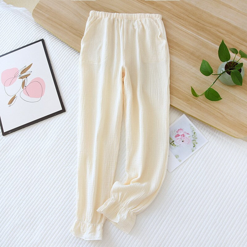 Women's Solid Color Cotton Crepe Pants-Original Pajamas