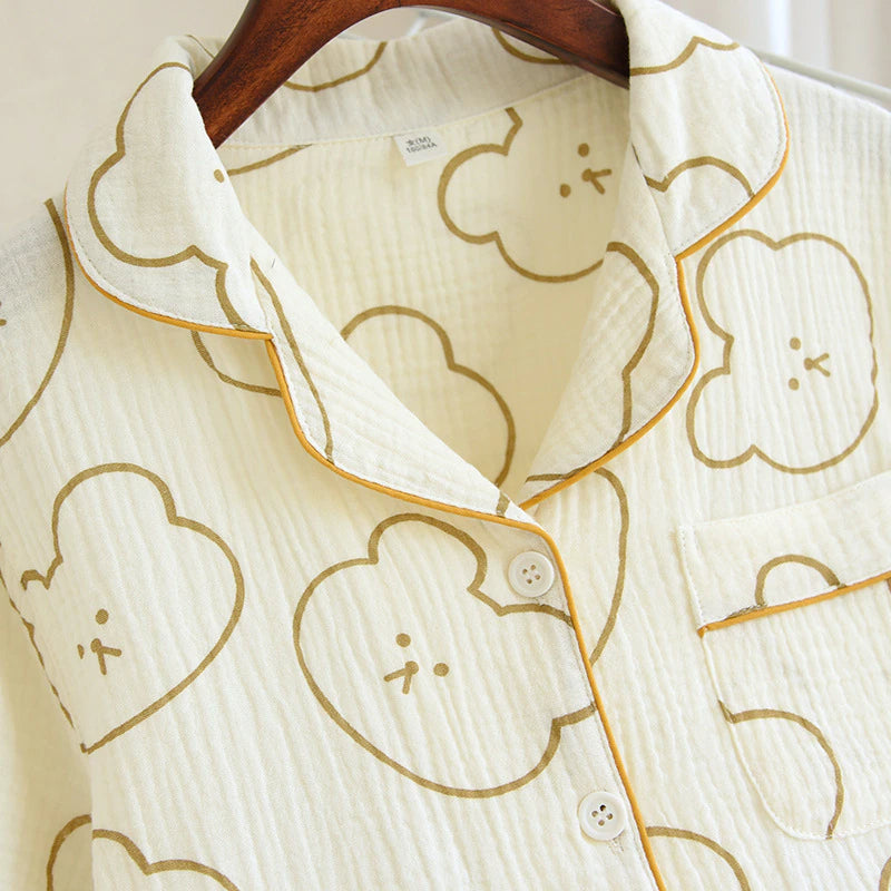 Women's Bear Design Shorts Sleeves 2-Piece Pajama set-Original Pajamas