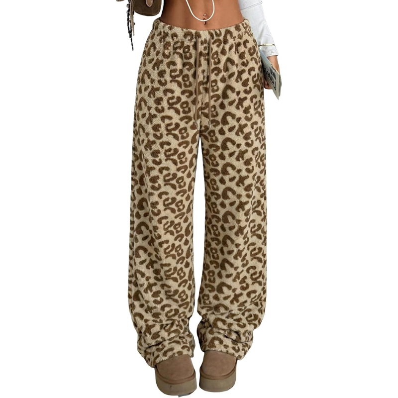 Fuzzy Plush Pajama Pants With Drawstring