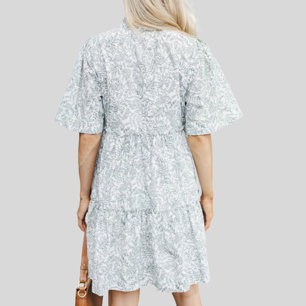 Embroidered Bow Printed Dress For Women