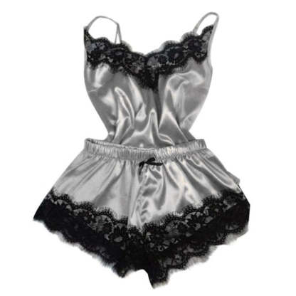 Women's Black Lace V-Neck Pajamas Set-Original Pajamas