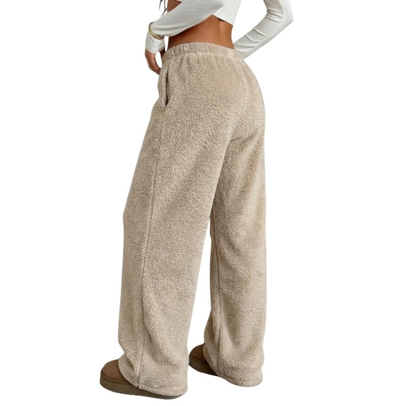 Fuzzy Plush Pajama Pants With Drawstring