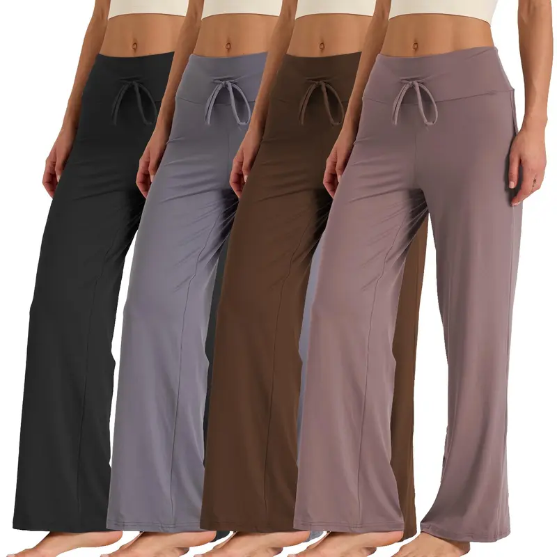 Pack Of 4 Casual Wide Palazzo Pants For Women