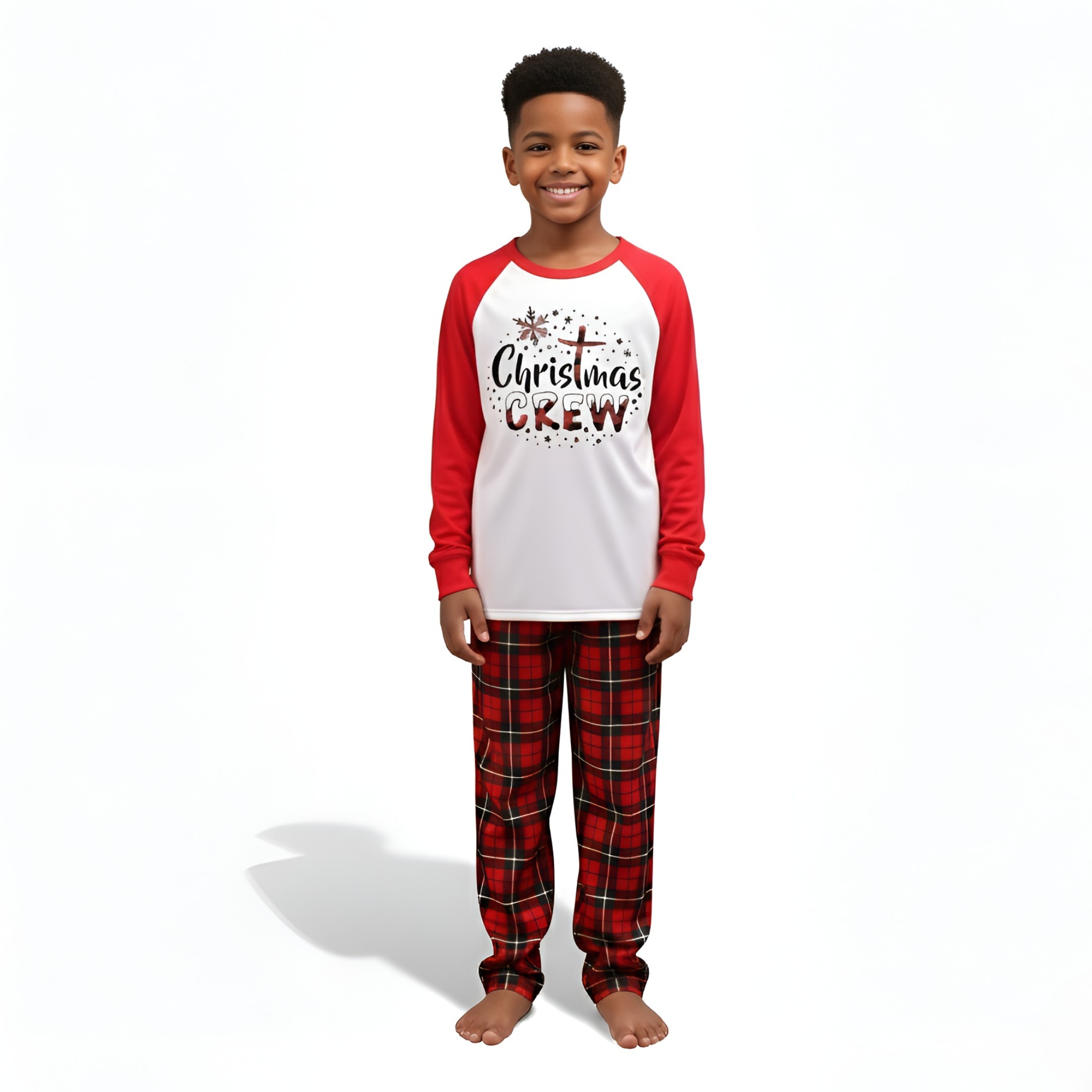 Red Plaid Christmas Crew Family Matching Pajama Set