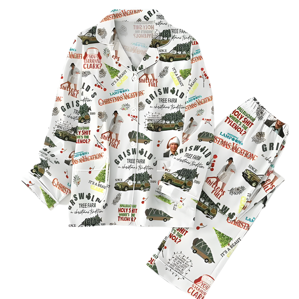 Holiday Movie Inspired Print Christmas Pajama Set