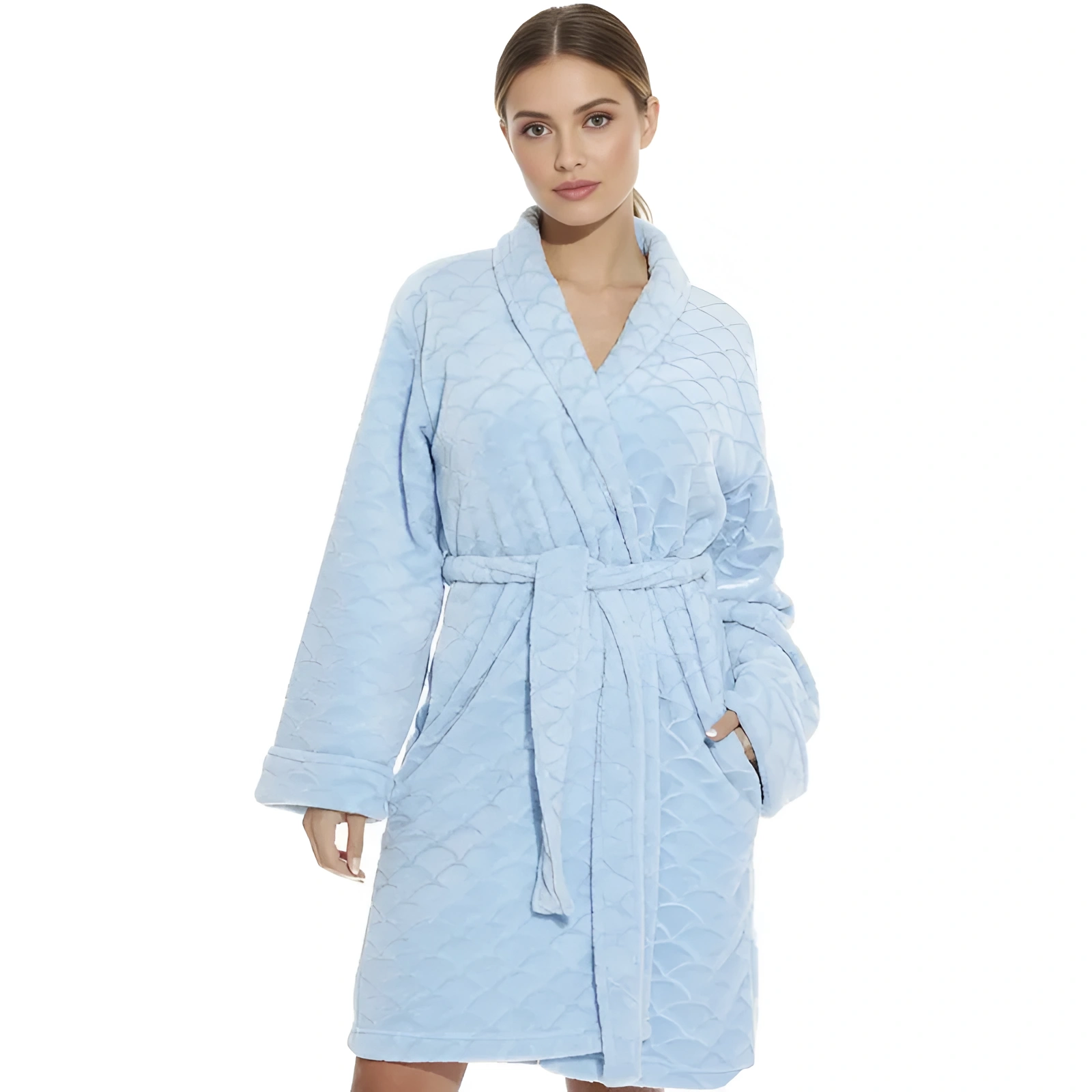 Kimono Design Bath Robe With Adjustable Belt For Women