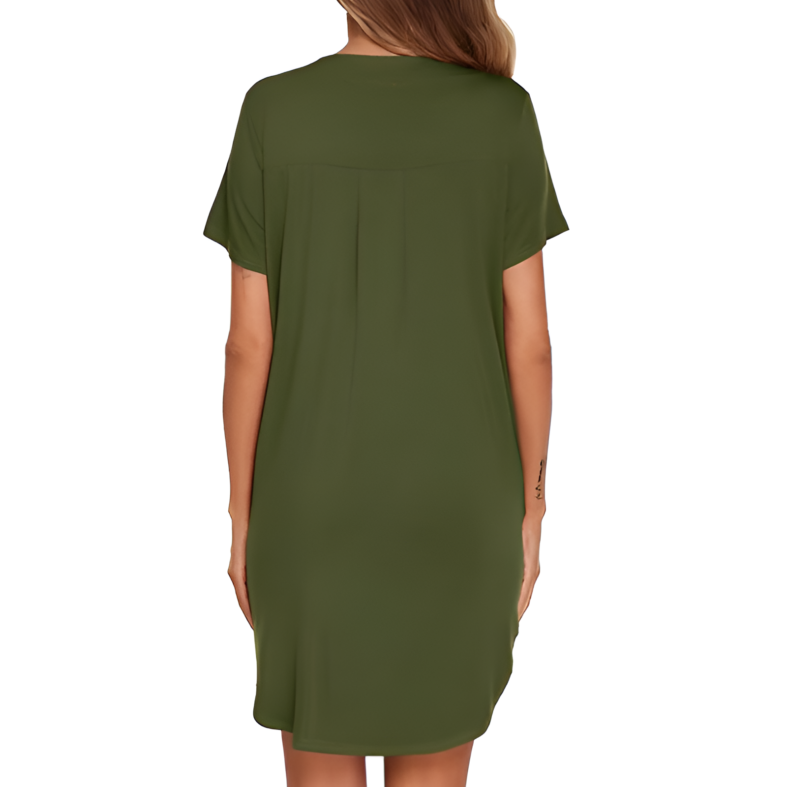 Button Down Nightgown With V Style Design For Women