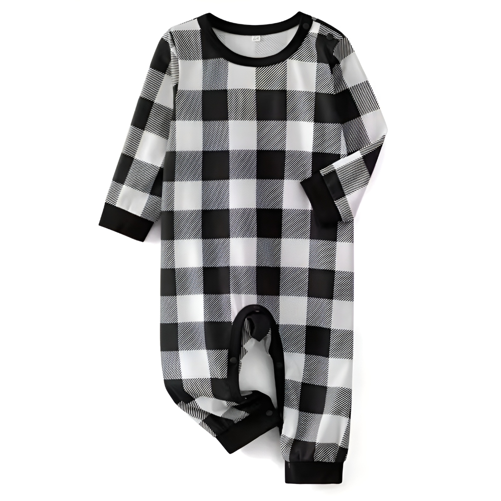Women Pajama Set Long Sleeved Round Neck Top and Casual Comfortable Checkered Printed Pants