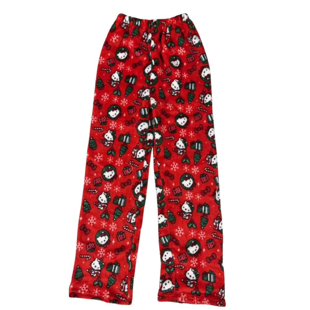 Cartoon Cat Print Pajama Pants