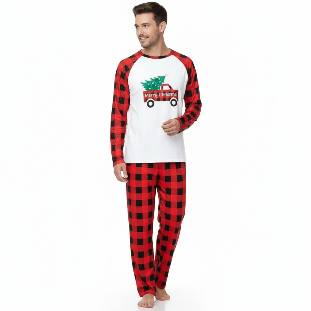 Matching Family Christmas Pajamas Sets With Bear Print For Winter Holidays