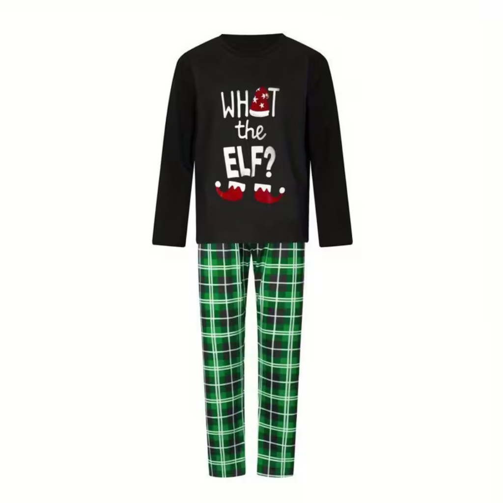 Men and Women Elf Letter Print Family Matching Pajama Sets