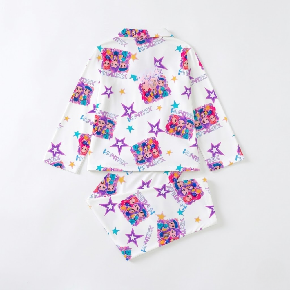Two Piece Cartoon K Pop Printed Pajama Set For Kids