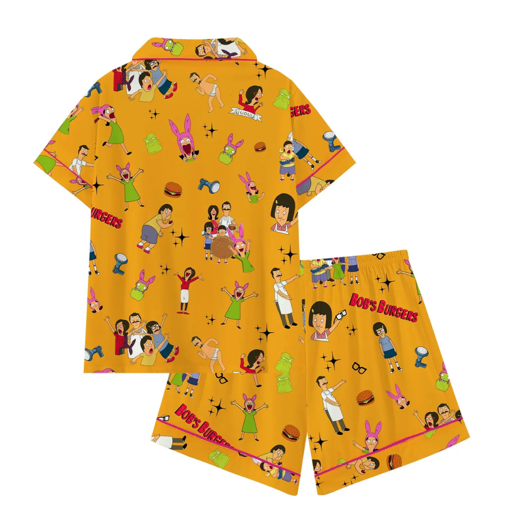 Casual Cartoon Printed Short Sleeve Pajama Set For Women