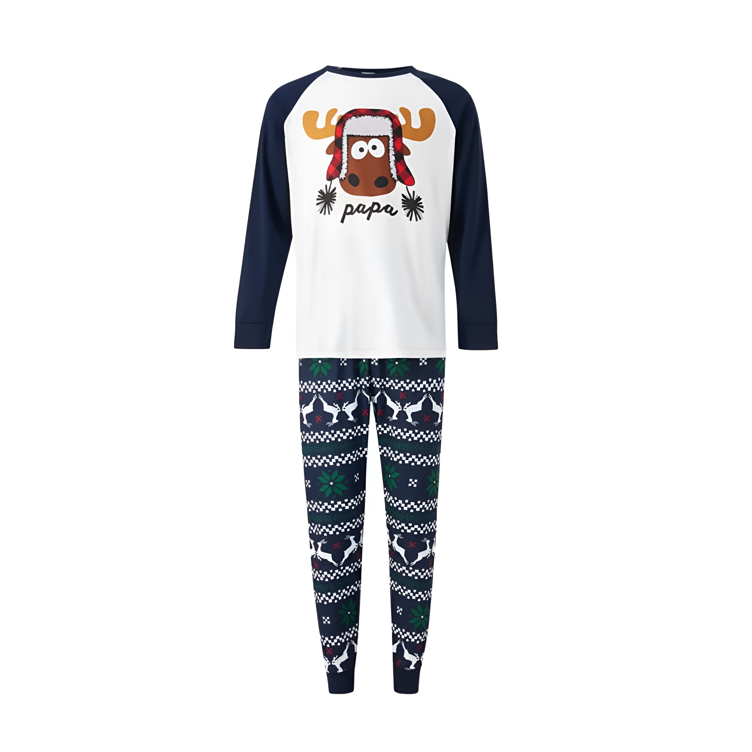 Christmas Nightclothes Elk Print Tops Family Matching Pajama Sets