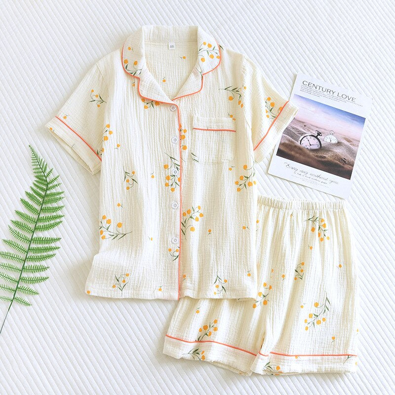 Short Sleeve Elegant Crepe Pajamas-Original Pajamas