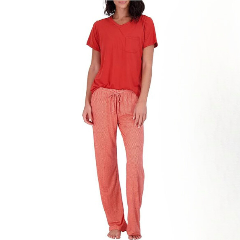 Short Sleeve Top With Comfy Pants Set-Original Pajamas