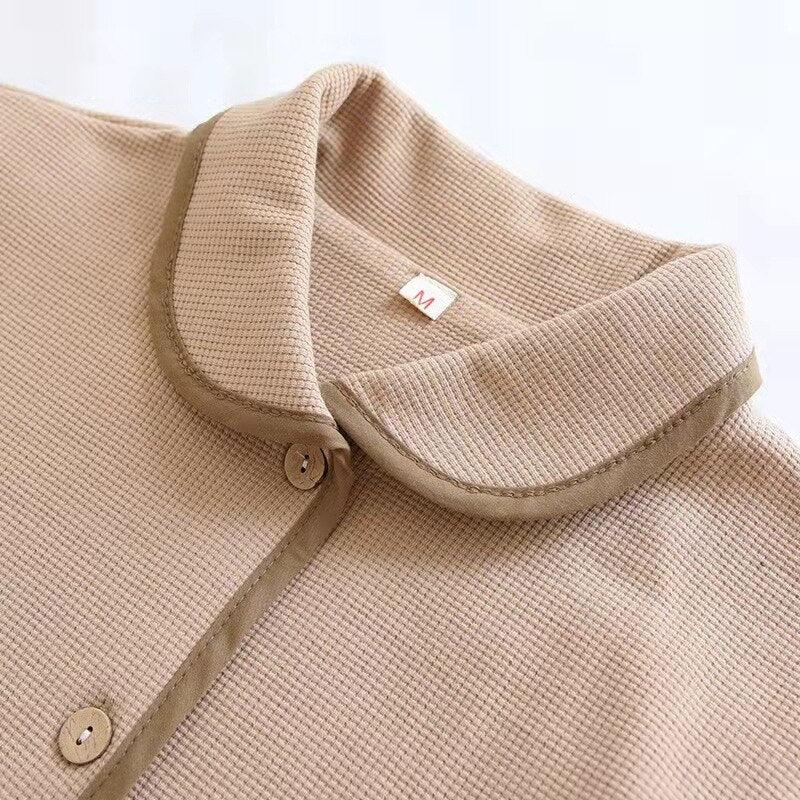 Cotton Knitted Couple 2 Piece Short Sleeve Pajama Set-Original Pajamas