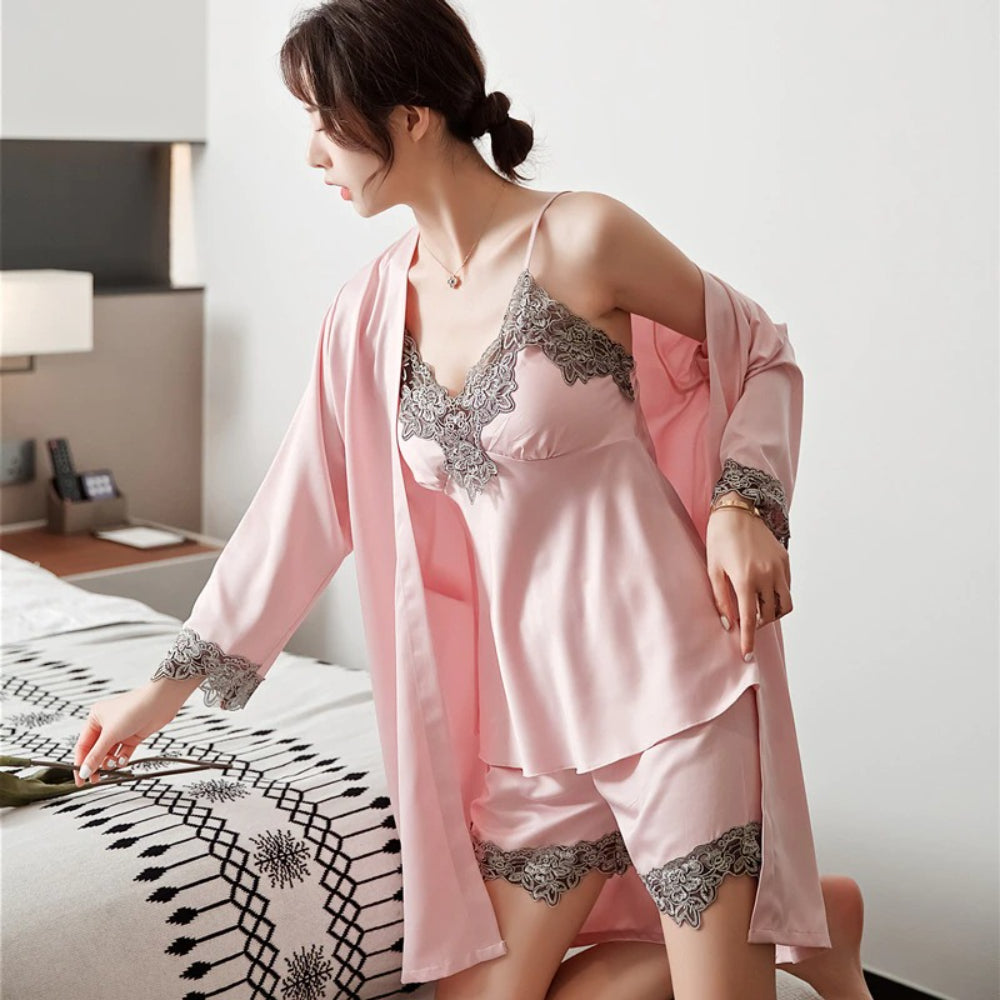 Women Gown Set V-Neck Nighties Wear-Original Pajamas