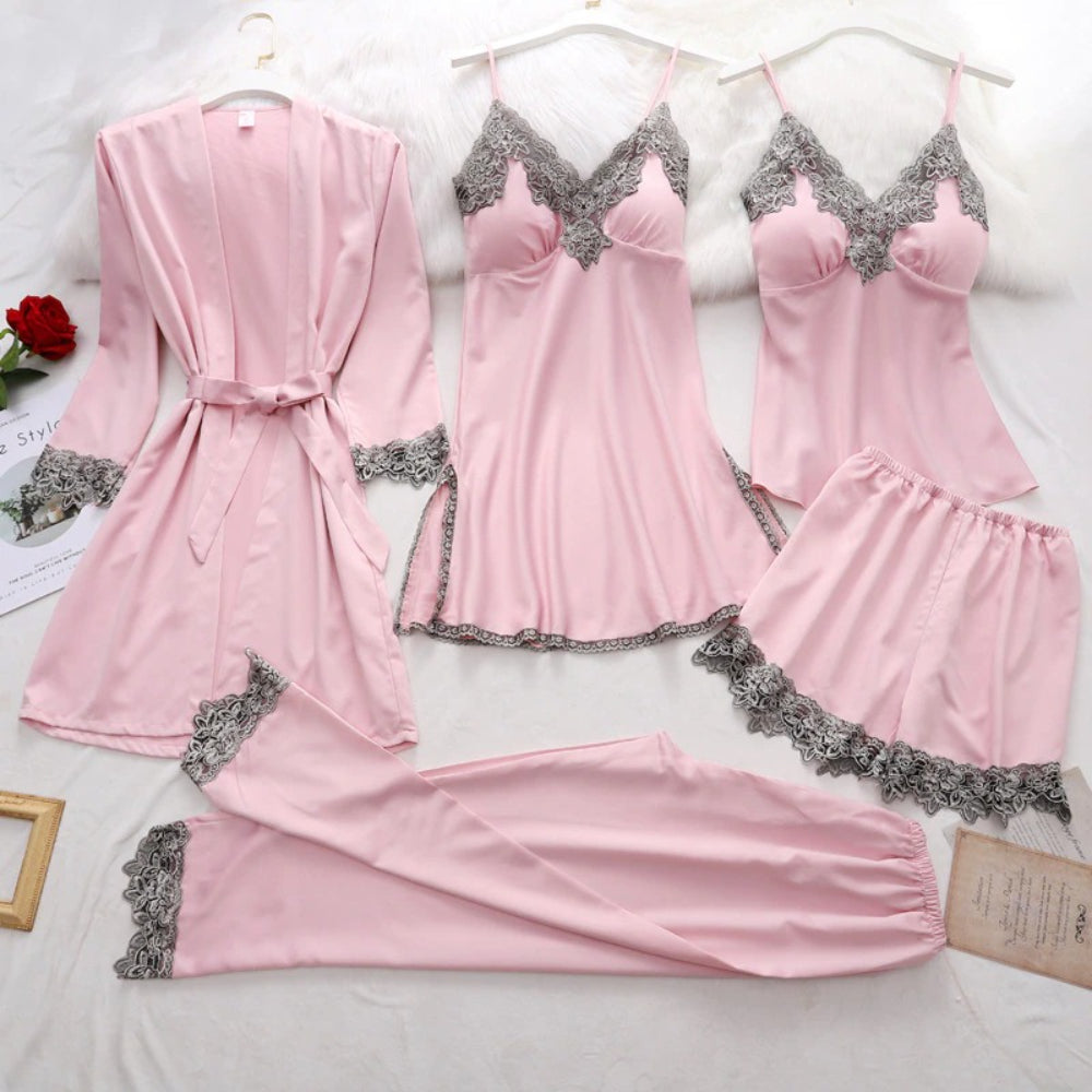 Women Gown Set V-Neck Nighties Wear-Original Pajamas