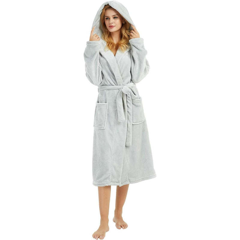 Long Hooded Fleece Robe-Original Pajamas