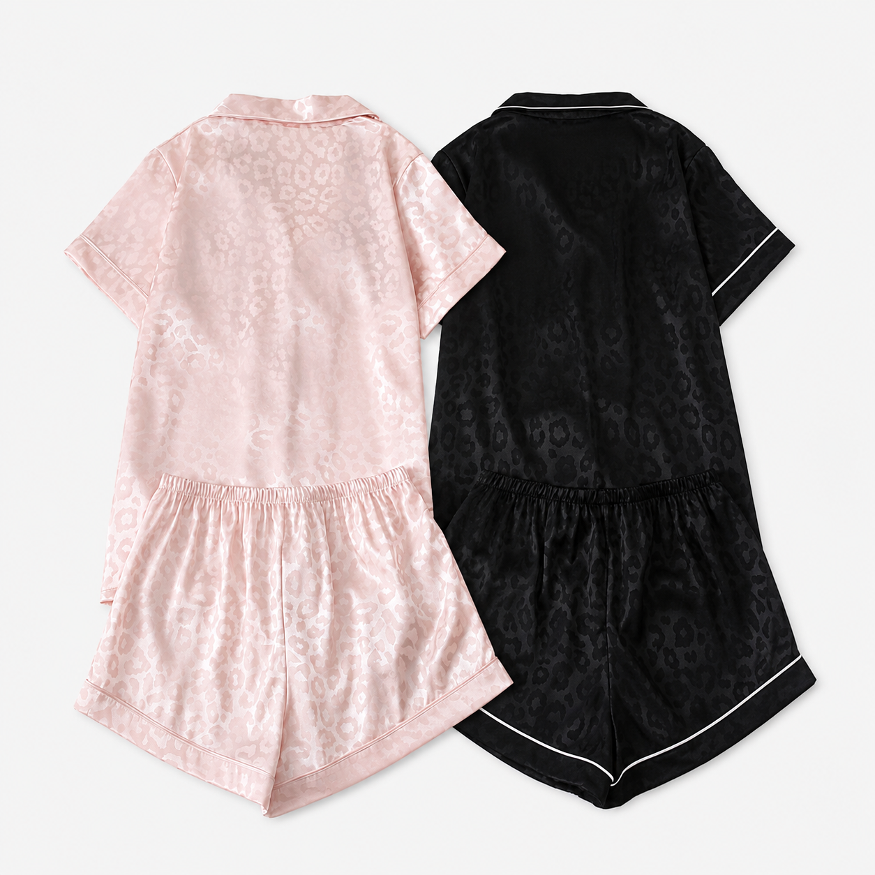 Two Piece Striped Satin Button Top And Shorts Pajama Set For Women