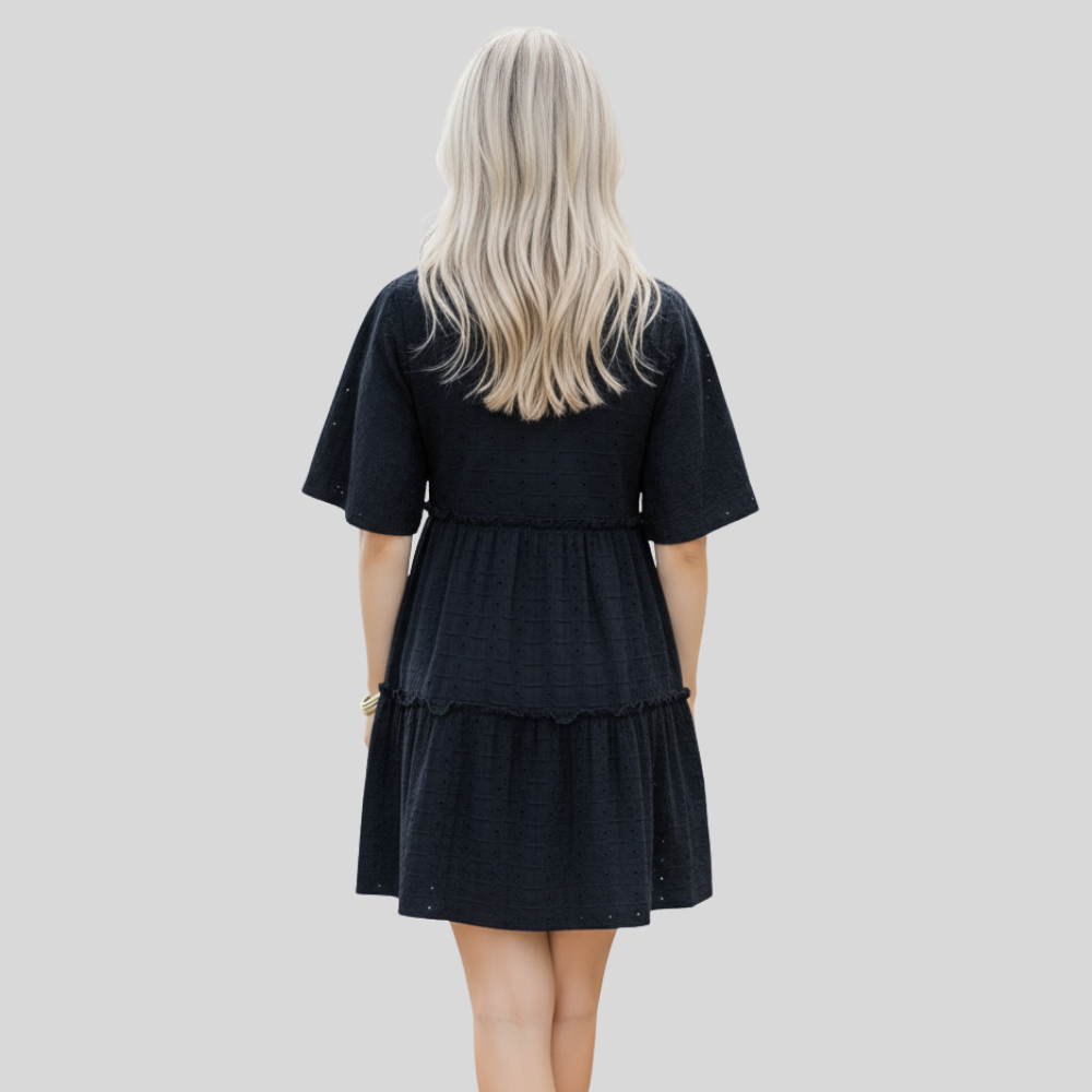 Bow Printed Embroidered Dress For Women