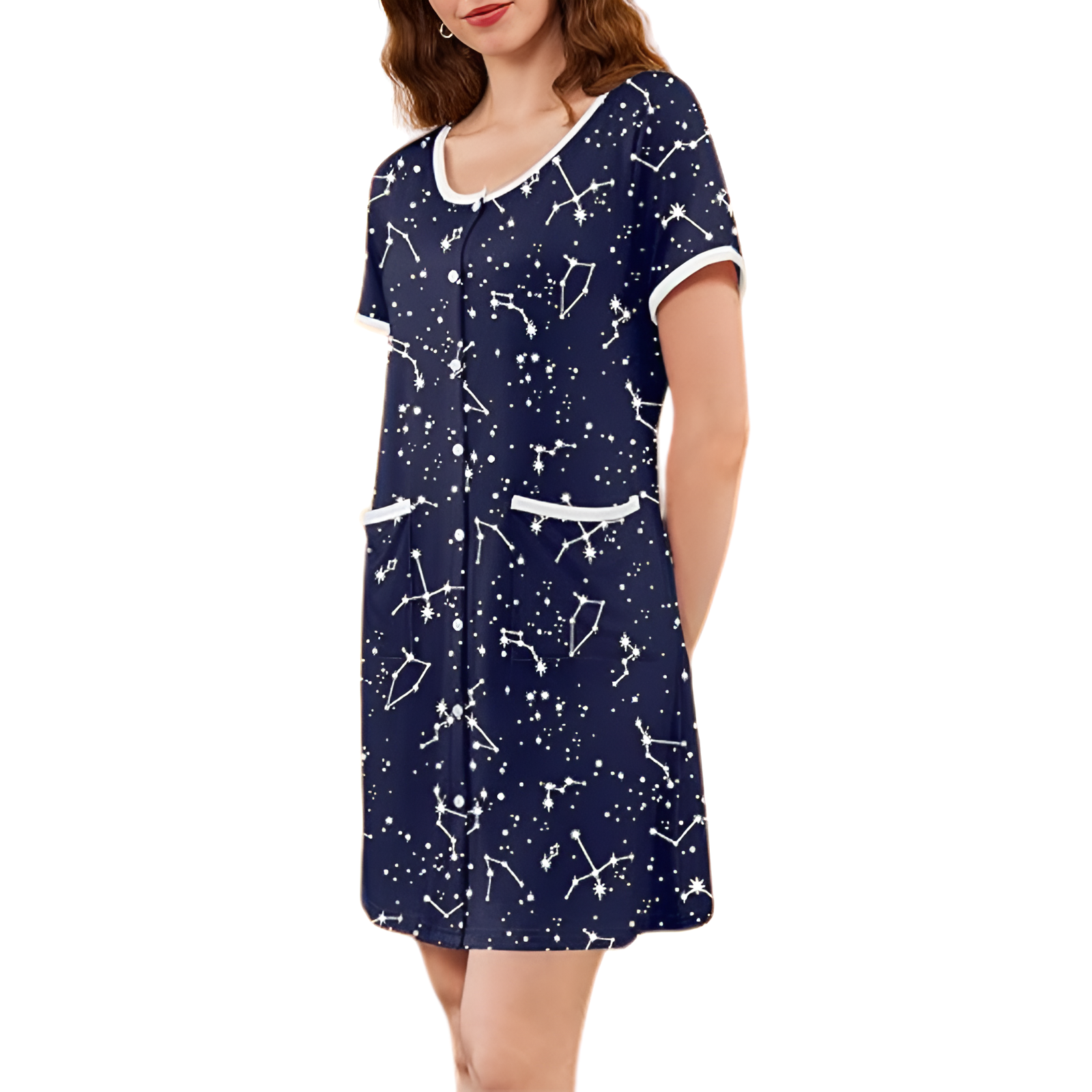 Pack Of 2 Casual Button Down Nightgown With Short Sleeve Sleepwear For Women