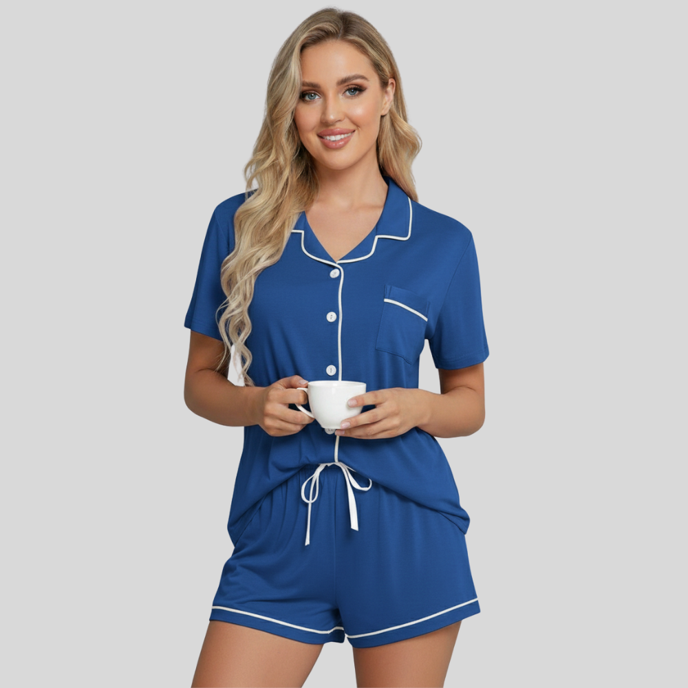 Button Down Short Sleeve Comfy Pajamas Set