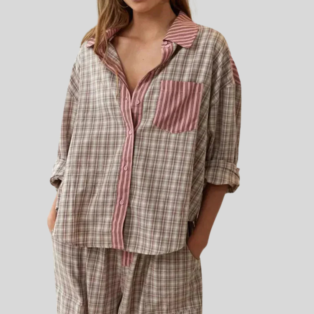 Vintage Plaid And Stripes Pajama Set