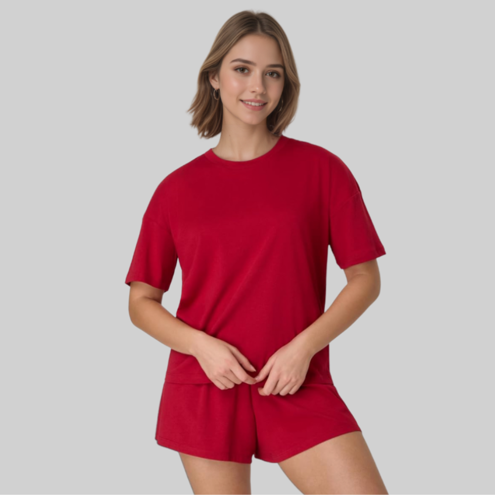 2 Piece Lounge Set With Supersoft Boxy T Shirt And Shorts