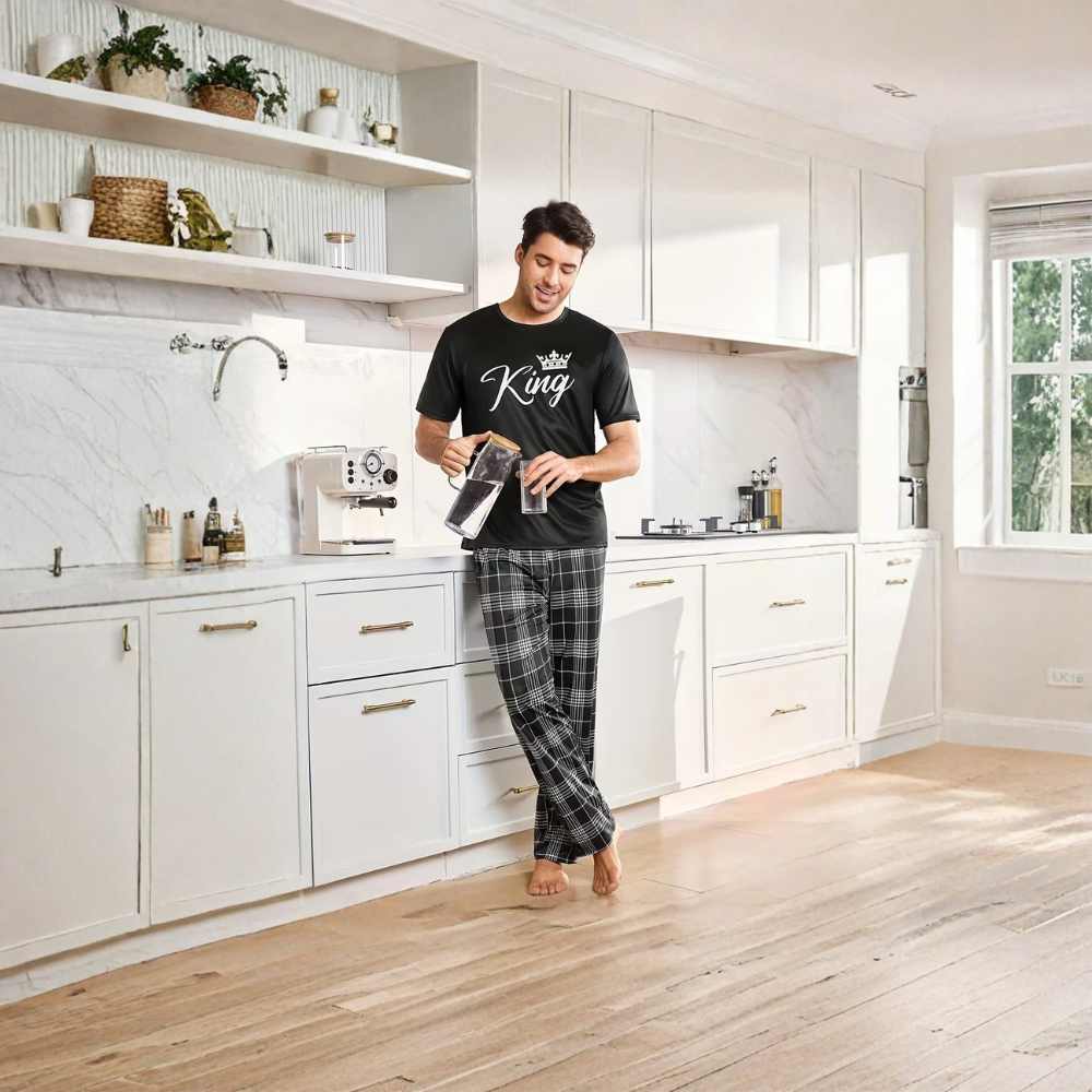 Two Piece Printed Matching Pajama Set For Couple